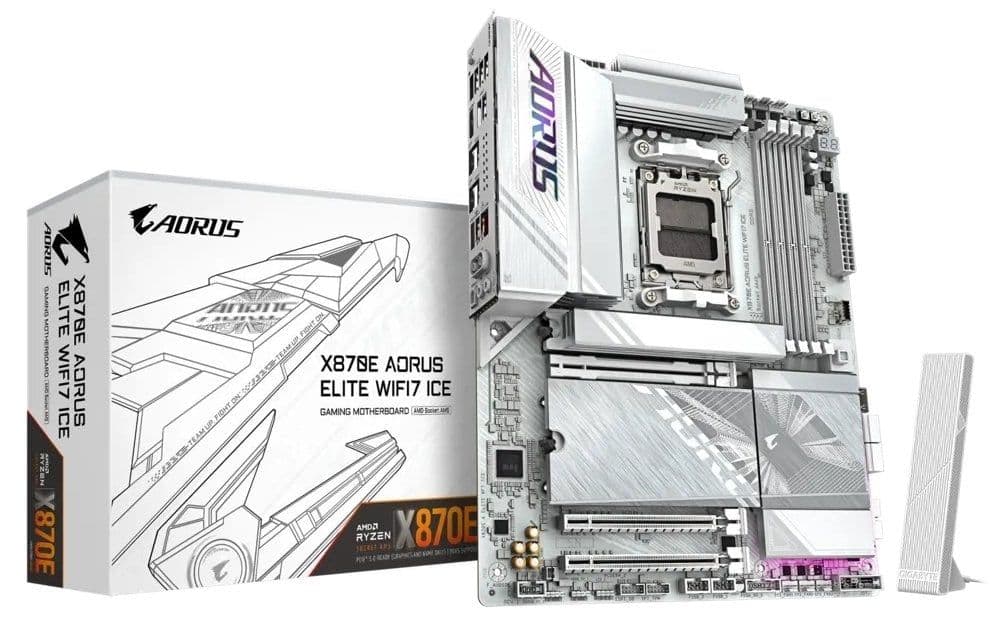 Материнська платаGIGABYTE X870E A ELITE WF7 ICE sAM5 X870 4xDDR5 M.2 Wi-Fi BT HDMI DP ATX