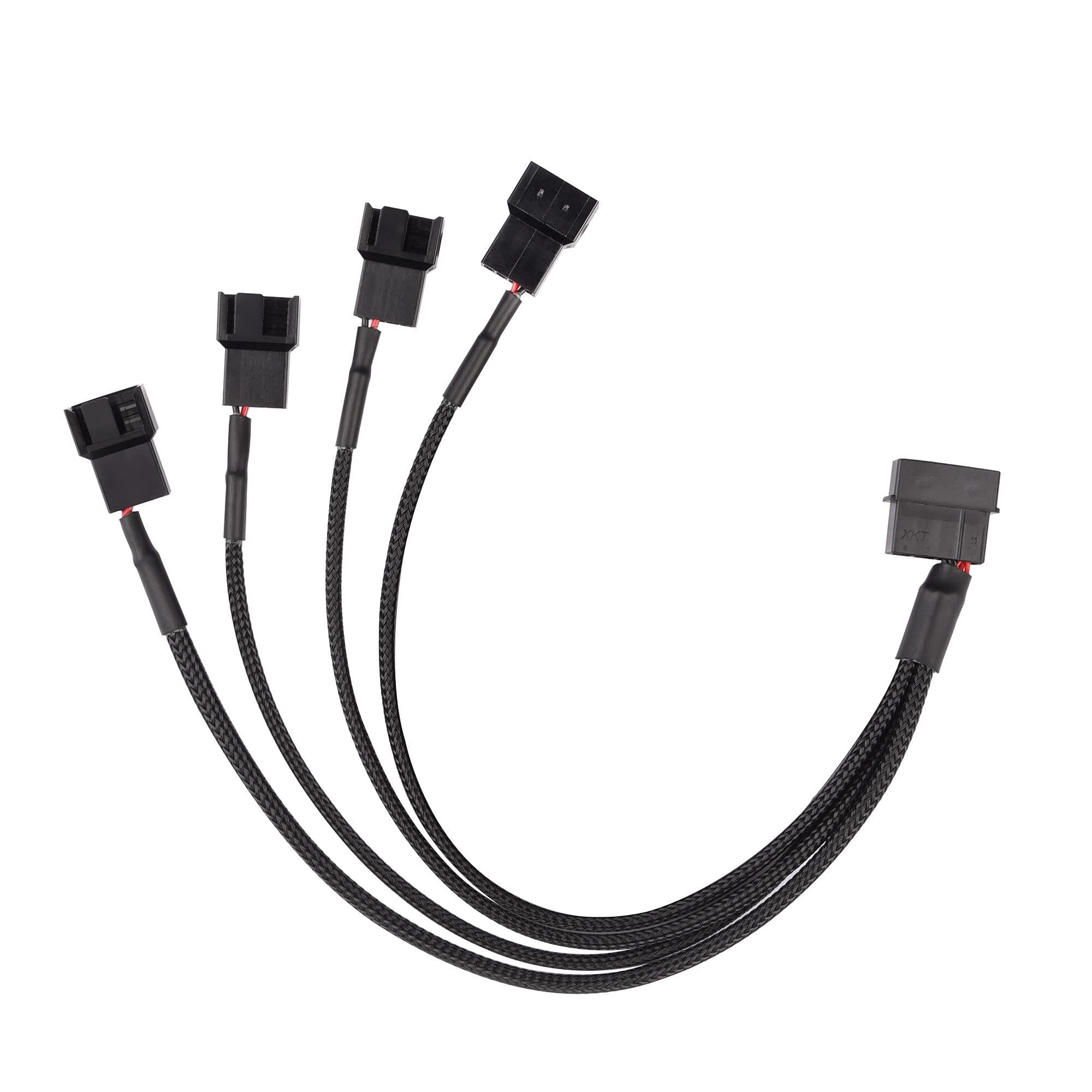 Перехідник живлення для кулерів з 1xMolex to 4x4pin (всередині 2 pin) 24см чорний