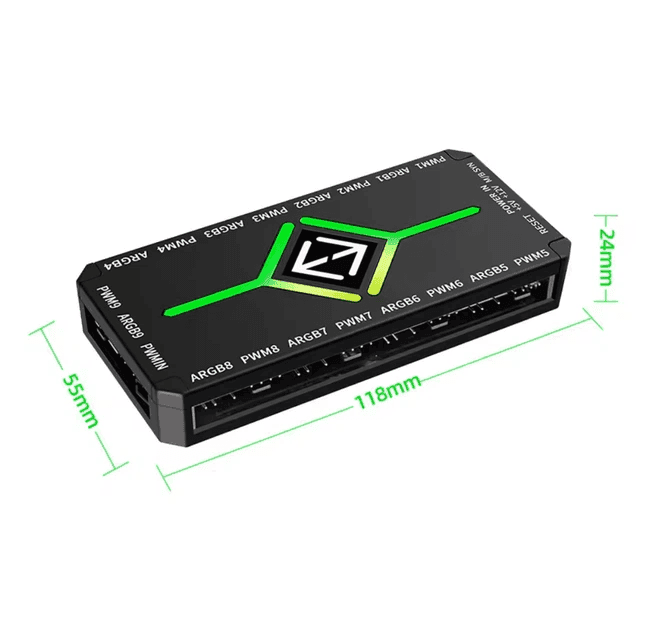 Контролер для вентиляторів UPSIREN U-H8 5V 3PIN ARGB&4PIN PWM HUB (Black)