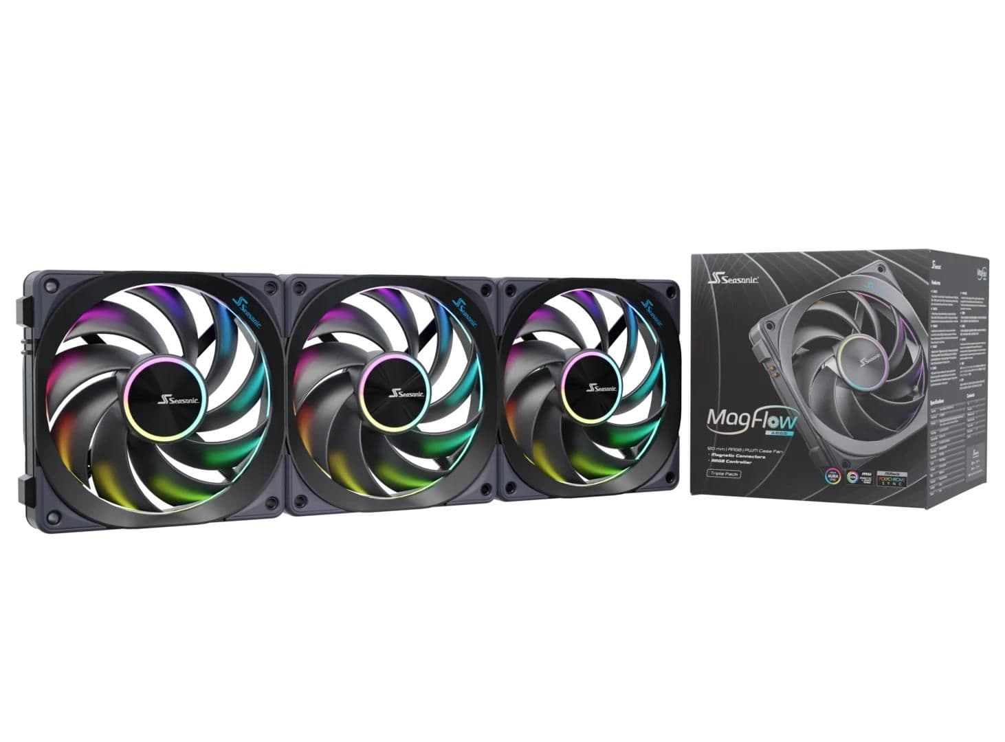 Набір із трьох вентиляторів для корпусу 120MM ARGB 3-PACK MAGFLOW-ARGB-3 SEASONIC