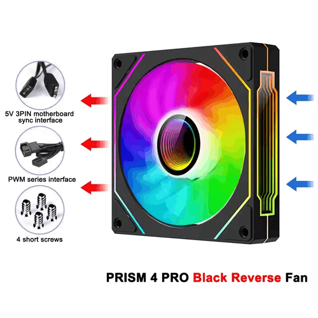 Вентилятор Power Train PRISM 4 Pro 120mm ARGB (Black REVERSED)